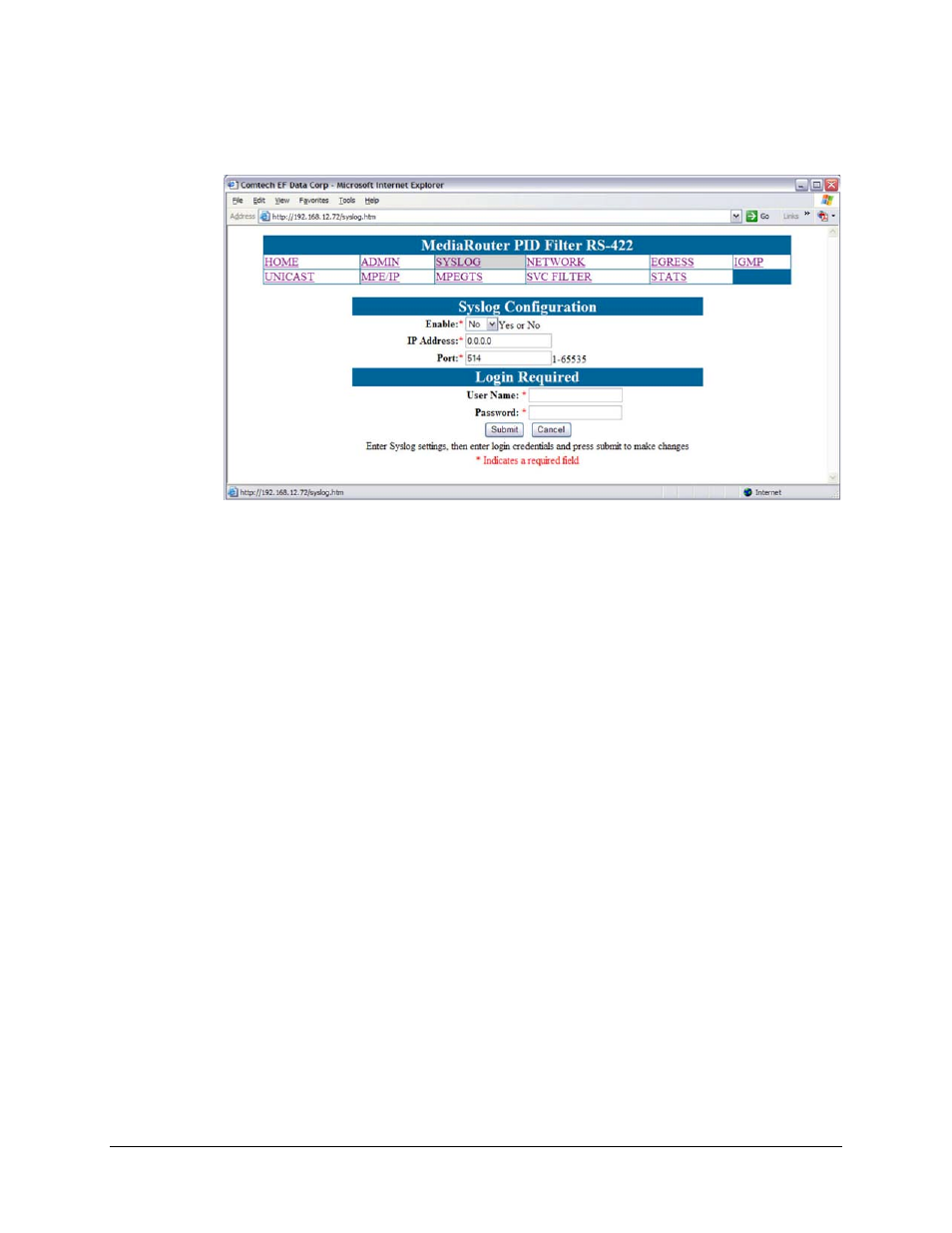 2 syslog configuration | Comtech EF Data CMR-5940 Manual User Manual | Page 28 / 60