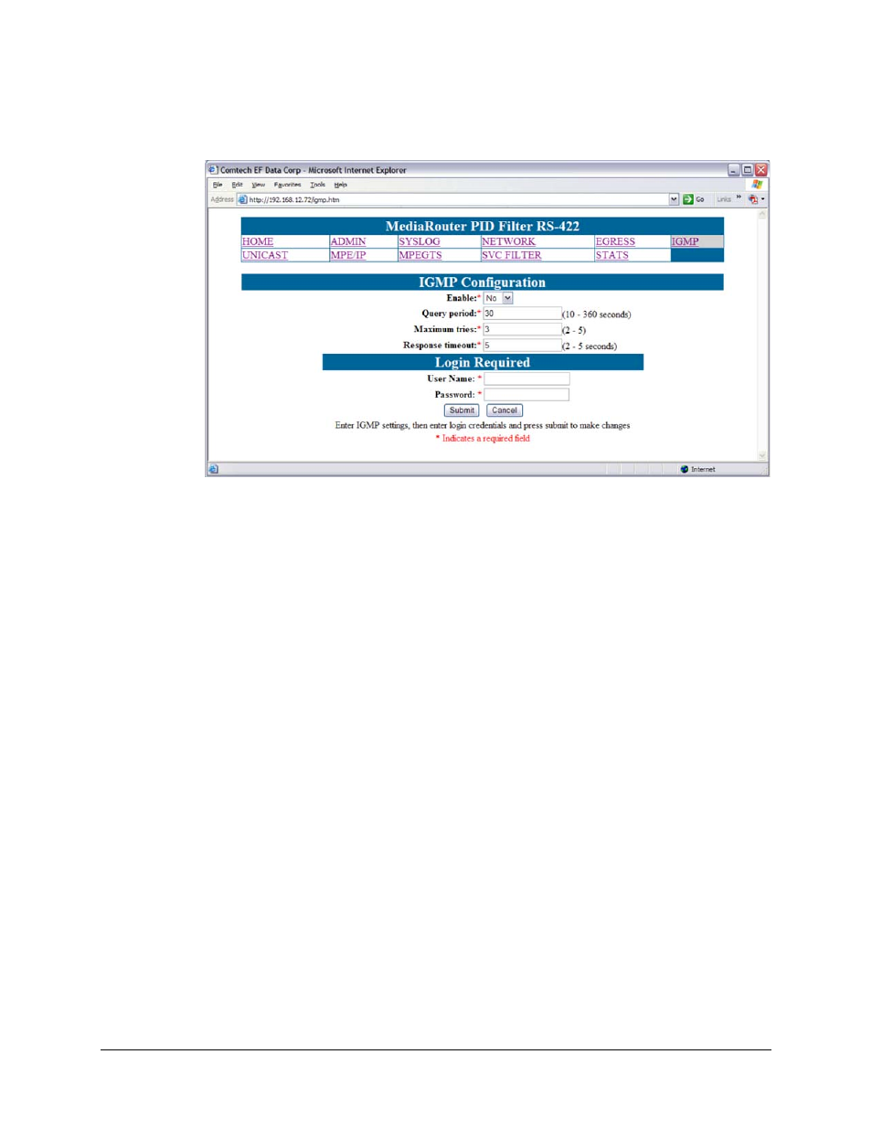 5 igmp configuration | Comtech EF Data CMR-5940 Manual User Manual | Page 31 / 60