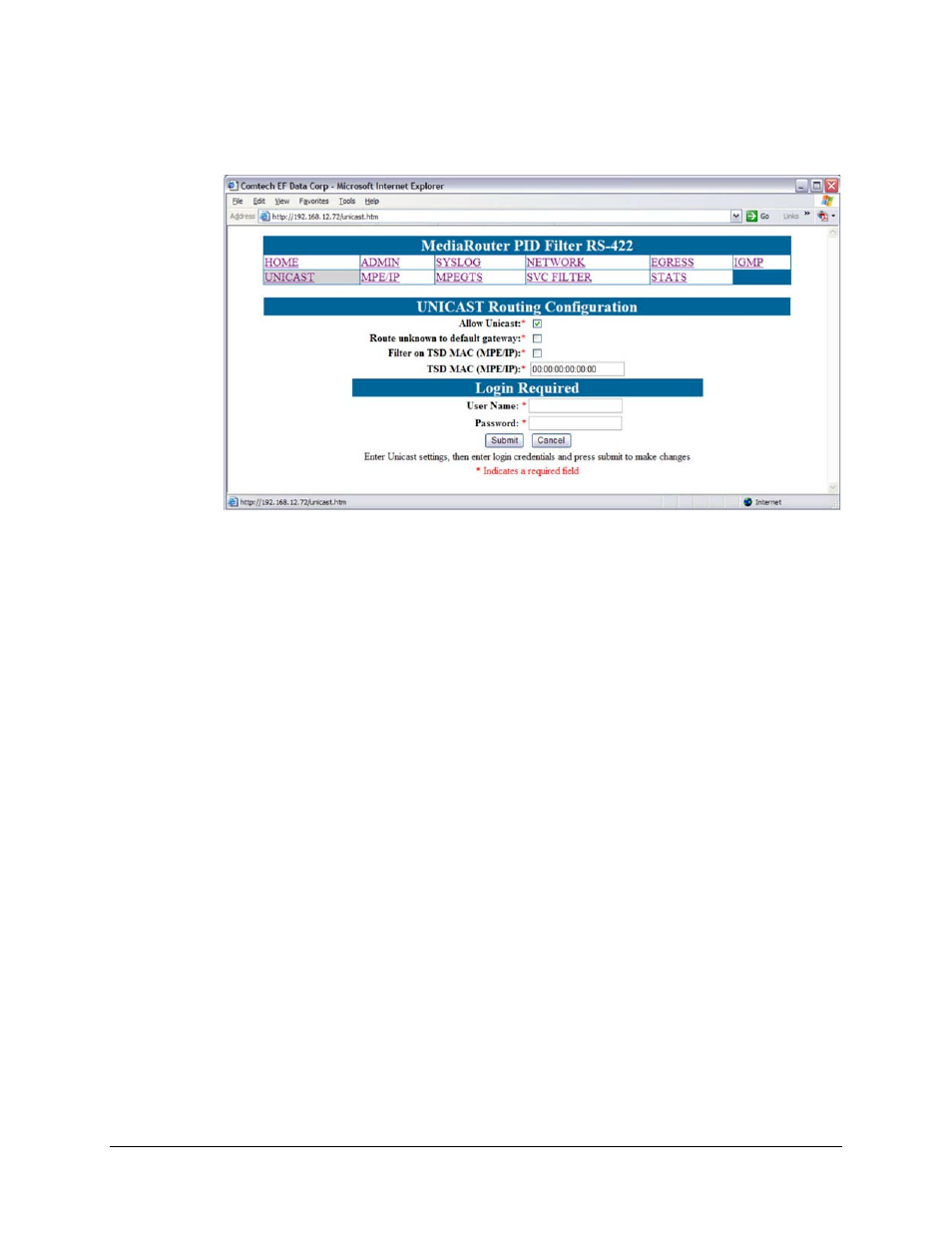 6 unicast routing configuration | Comtech EF Data CMR-5940 Manual User Manual | Page 32 / 60