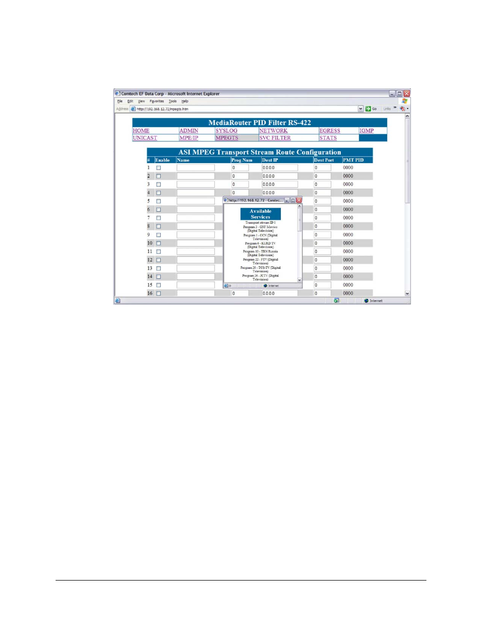 8 asi mpeg ts route configuration | Comtech EF Data CMR-5940 Manual User Manual | Page 35 / 60