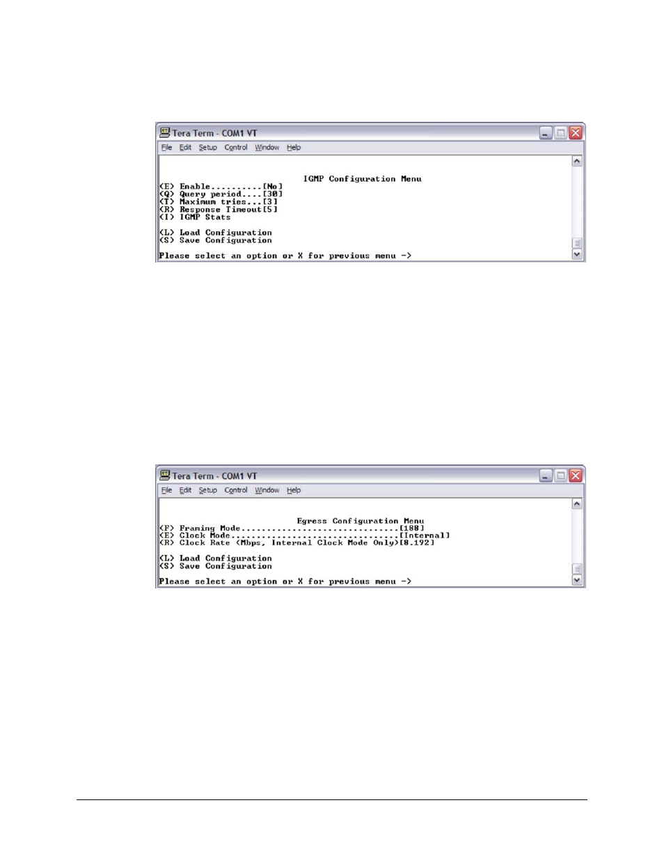 4 igmp configuration menu, 5 egress configuration menu | Comtech EF Data CMR-5940 Manual User Manual | Page 42 / 60