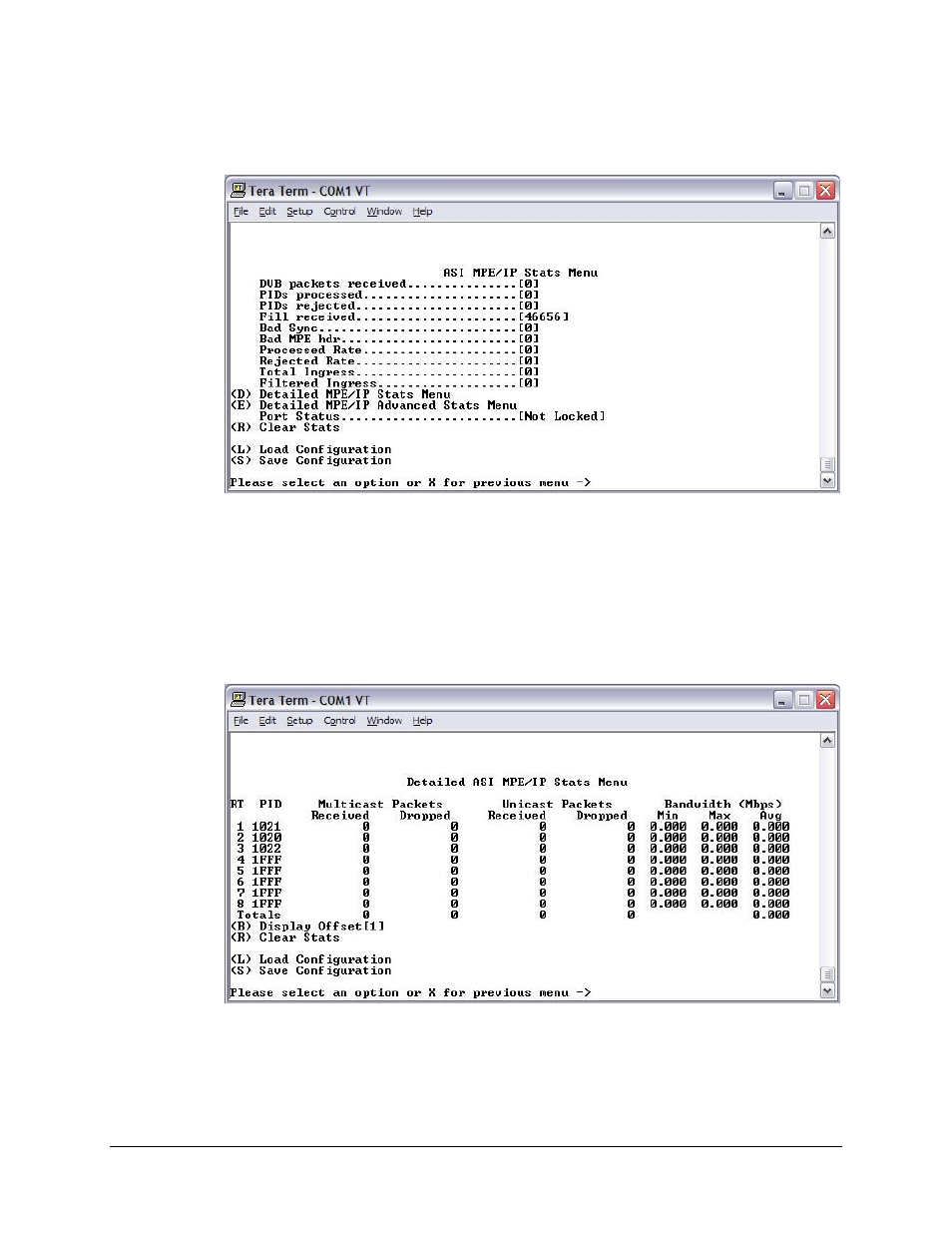 1 asi mpe/ip stats menu, 1 detailed asi mpe/ip stats menu | Comtech EF Data CMR-5940 Manual User Manual | Page 45 / 60