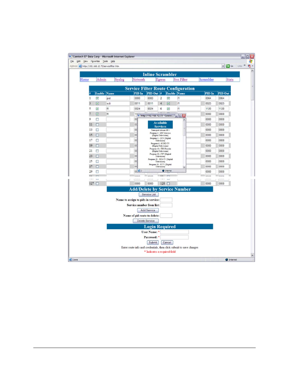 5 service filter route configuration | Comtech EF Data CMR-5950 Manual User Manual | Page 31 / 60