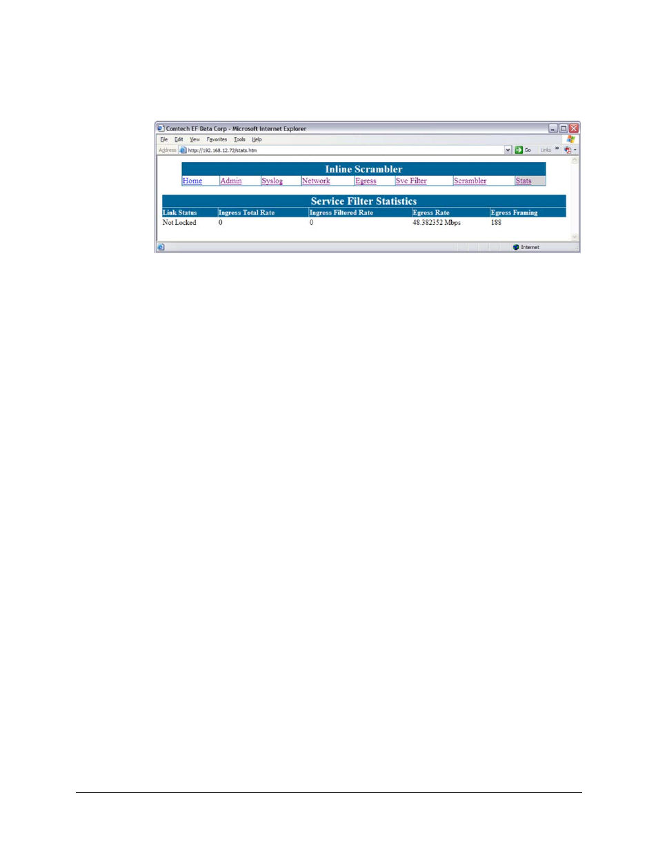 7 service filter statistics | Comtech EF Data CMR-5950 Manual User Manual | Page 37 / 60