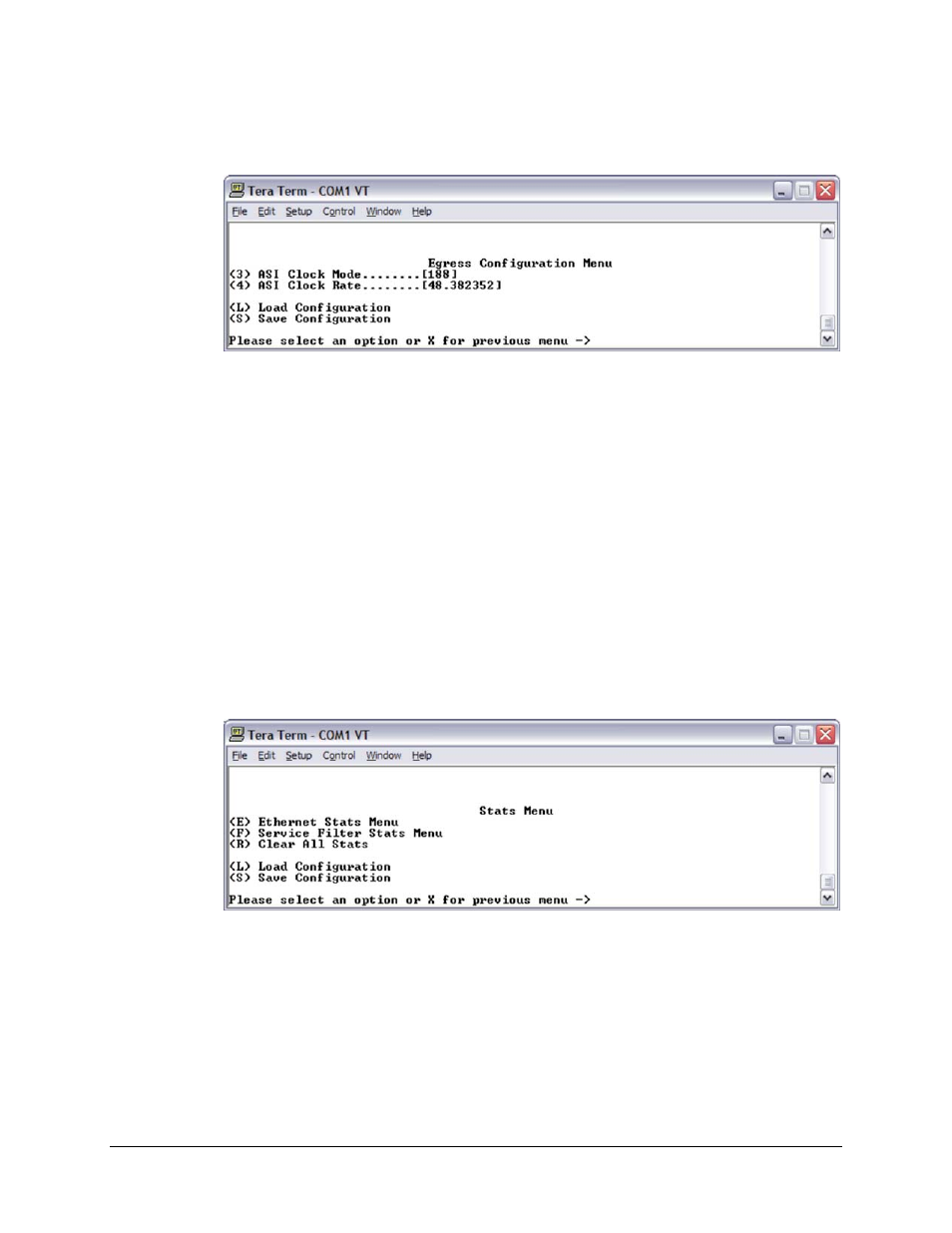 3 egress configuration menu, 4 stats menu | Comtech EF Data CMR-5950 Manual User Manual | Page 40 / 60