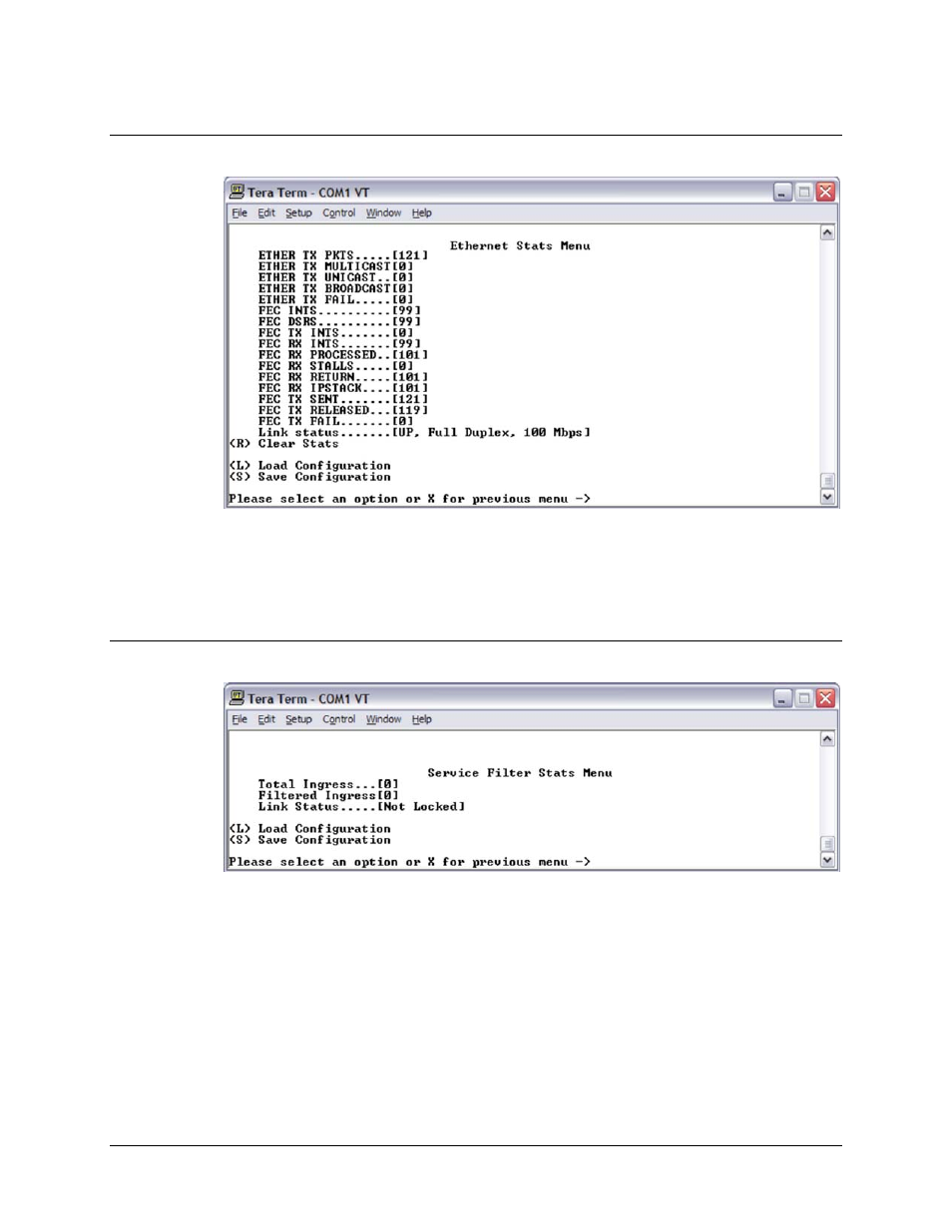 1 ethernet stats menu, 2 service filter stats menu | Comtech EF Data CMR-5950 Manual User Manual | Page 41 / 60