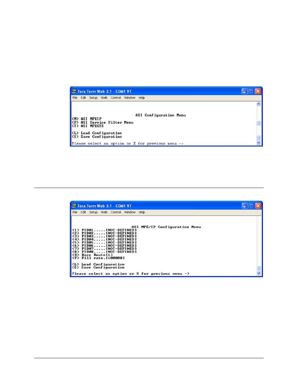 3 asi configuration menu (mr-s2-asi only), 1 asi mpe/ip configuration menu (mr-s2-asi only) | Comtech EF Data CMR-5970 Manual User Manual | Page 46 / 78