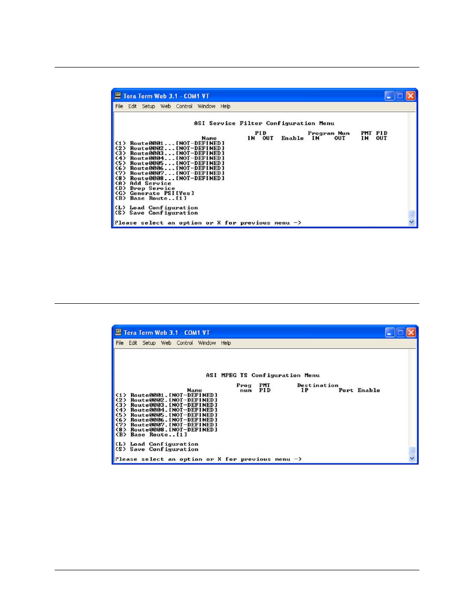 3 asi mpeg ts configuration menu (mr-s2-asi only) | Comtech EF Data CMR-5970 Manual User Manual | Page 47 / 78