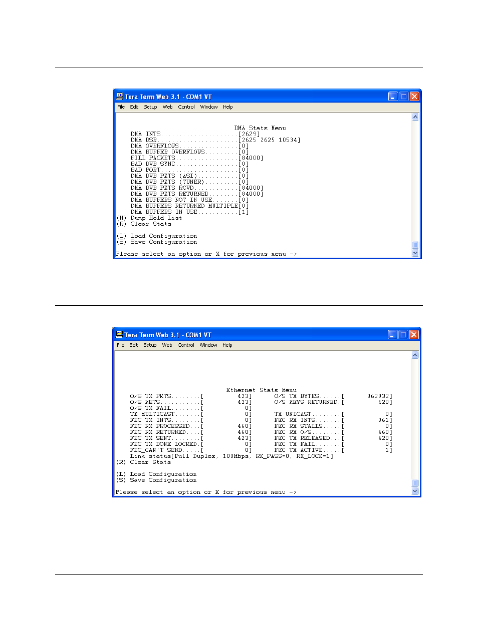 1 dma stats menu, 2 ethernet stats menus | Comtech EF Data CMR-5970 Manual User Manual | Page 50 / 78