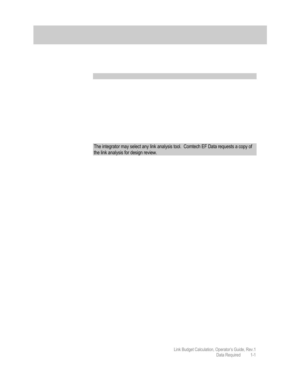 Data required xe "getting started, Introduction, Data required | Comtech EF Data MIDAS Link Budget Calculations User Manual | Page 13 / 20