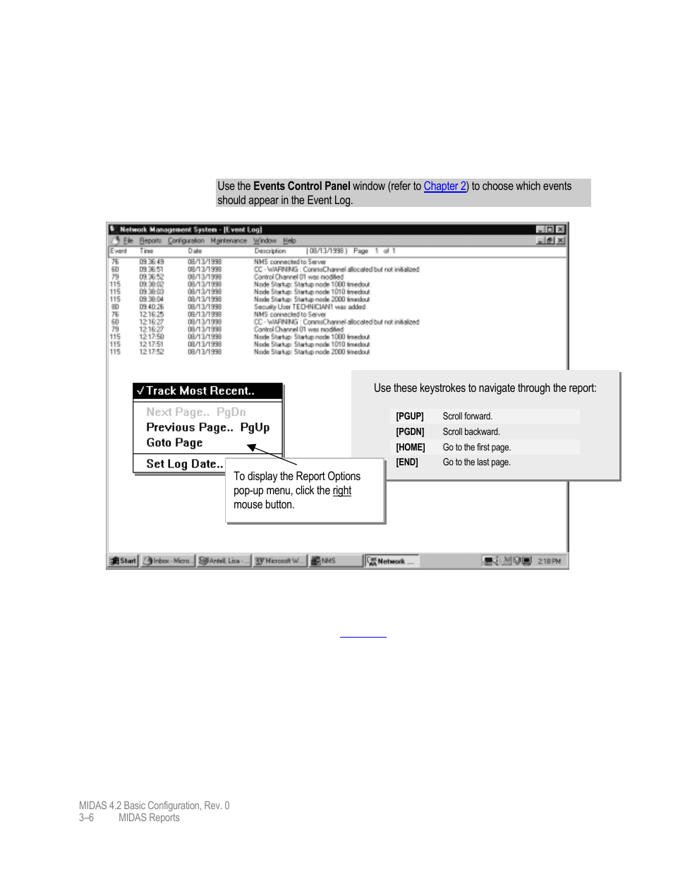 Event log | Comtech EF Data MIDAS Version 4.X Basic Configuration User Manual | Page 114 / 164