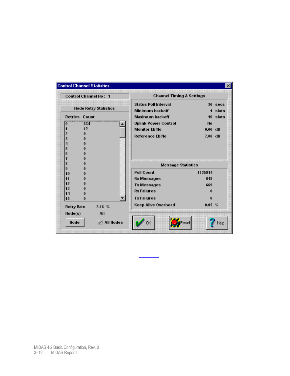 Control channel statistics report | Comtech EF Data MIDAS Version 4.X Basic Configuration User Manual | Page 120 / 164