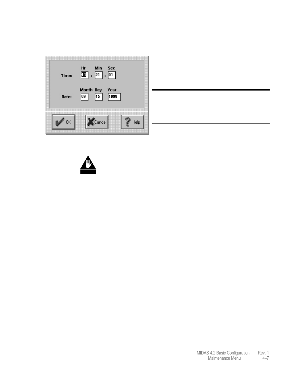 Set time/date | Comtech EF Data MIDAS Version 4.X Basic Configuration User Manual | Page 135 / 164