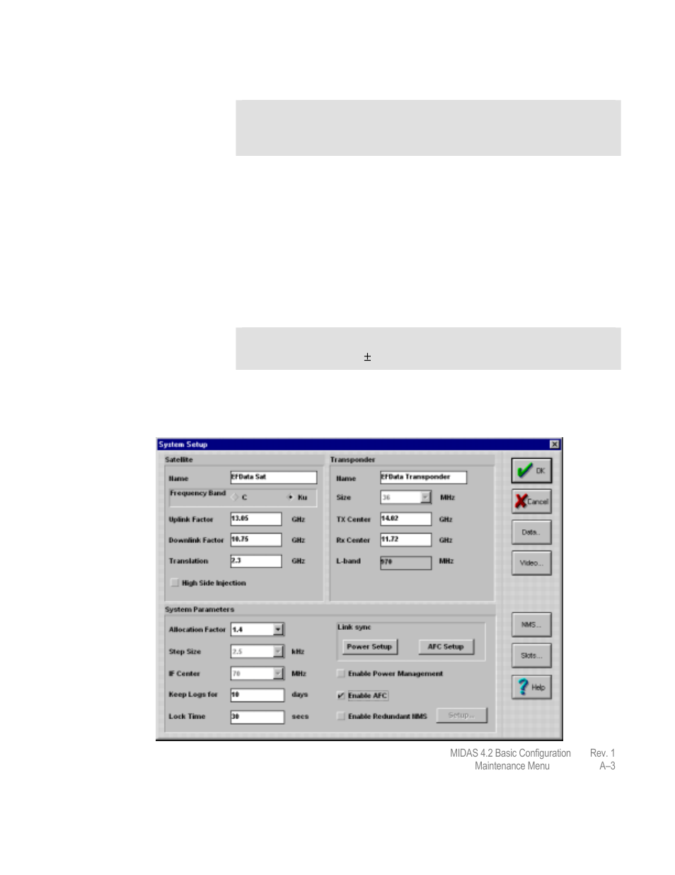 Example of ku- band carrier | Comtech EF Data MIDAS Version 4.X Basic Configuration User Manual | Page 145 / 164