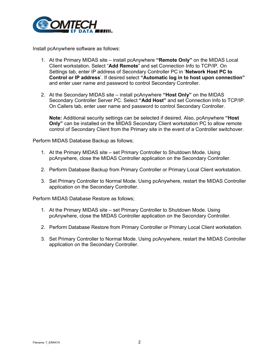 Comtech EF Data MIDAS Version 4.X Basic Configuration User Manual | Page 162 / 164