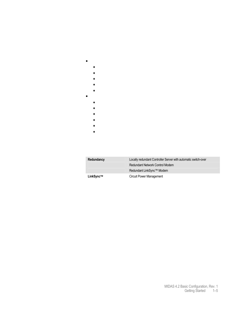 Standard midas system features, Options | Comtech EF Data MIDAS Version 4.X Basic Configuration User Manual | Page 19 / 164