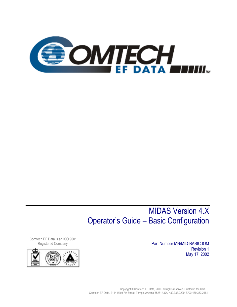 Preface, Midas | Comtech EF Data MIDAS Version 4.X Basic Configuration User Manual | Page 3 / 164