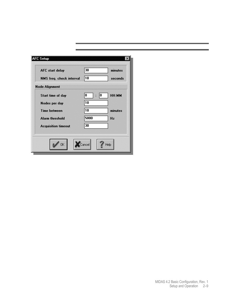 Afc setup, Node alignment | Comtech EF Data MIDAS Version 4.X Basic Configuration User Manual | Page 43 / 164
