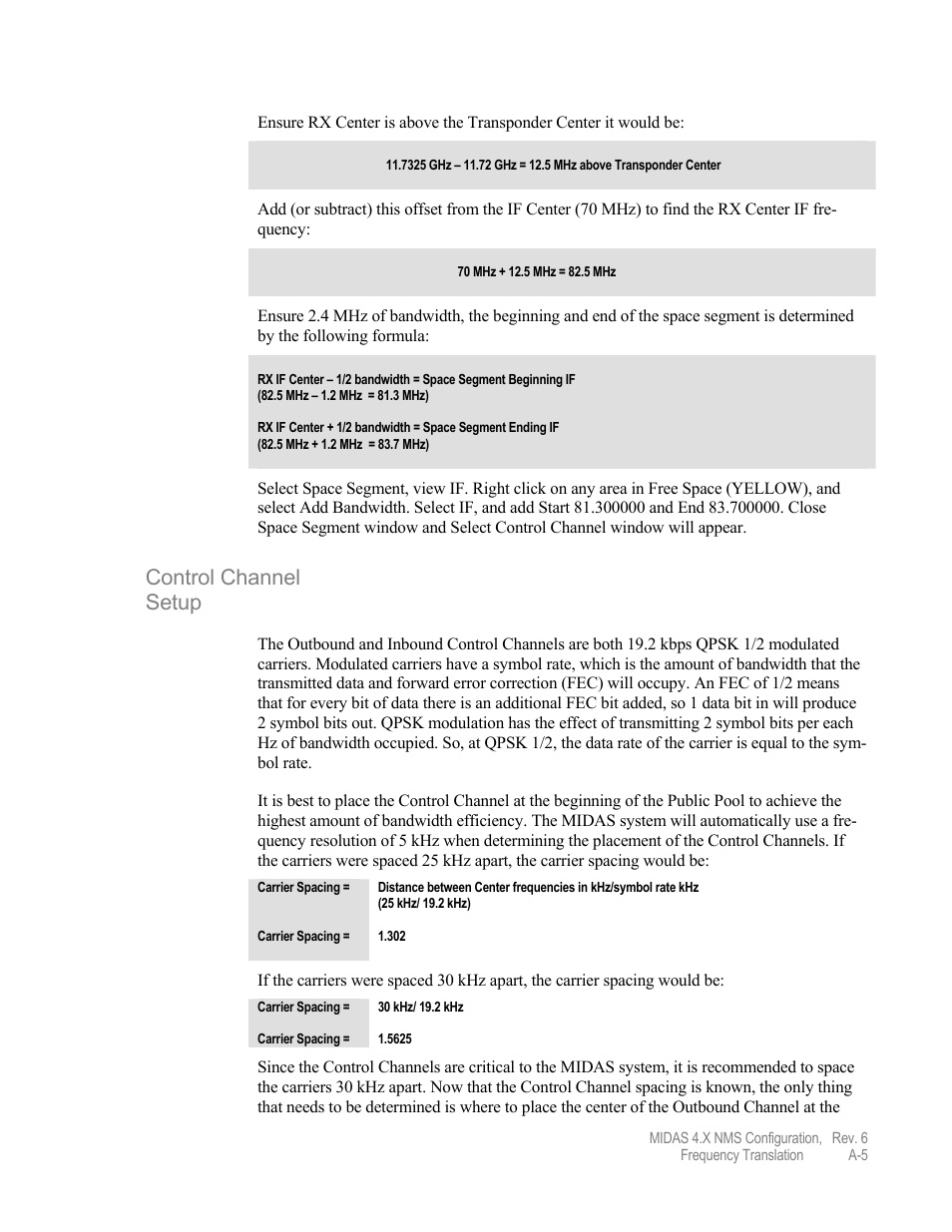 Control channel setup | Comtech EF Data MIDAS Version 4.X NMS Configuration User Manual | Page 137 / 150