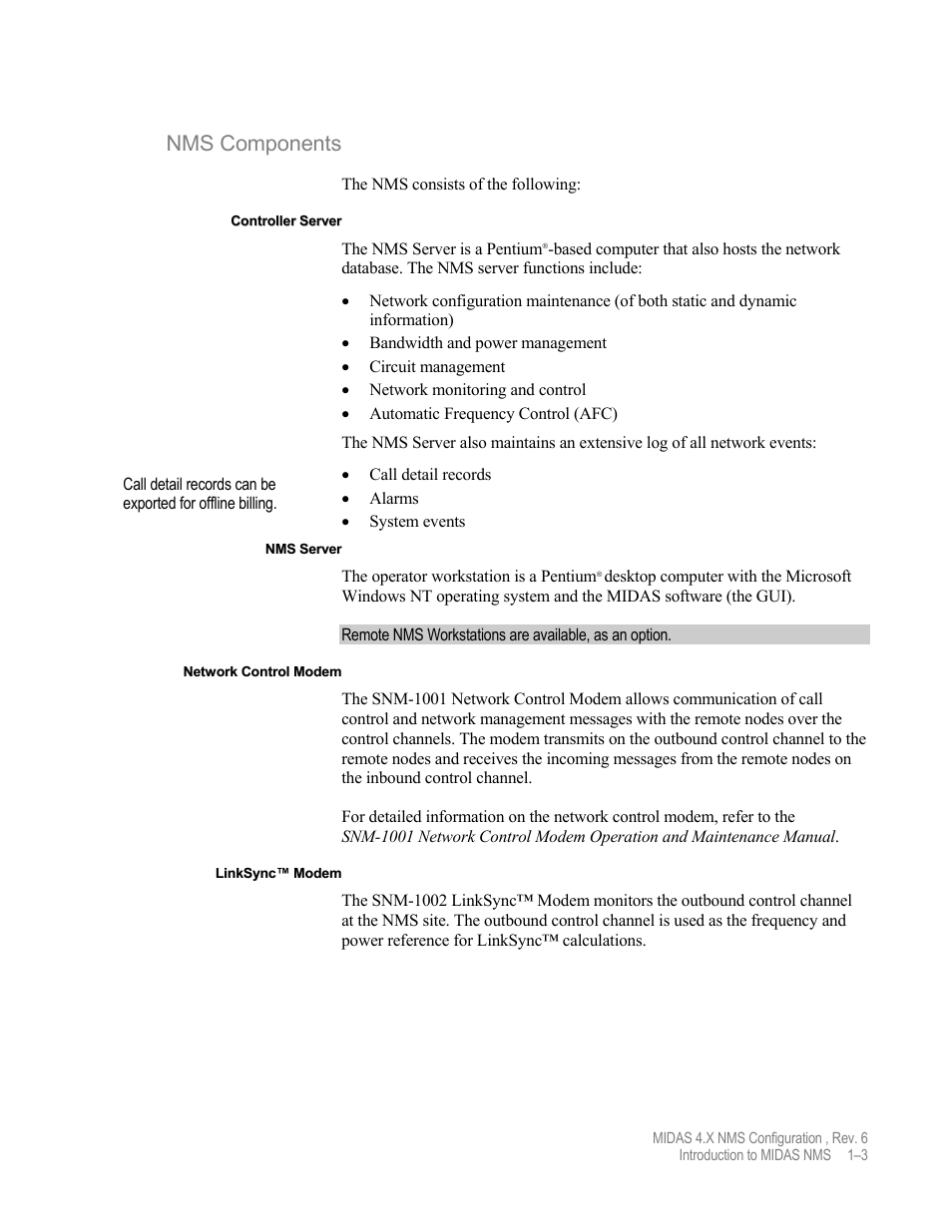 Nms components | Comtech EF Data MIDAS Version 4.X NMS Configuration User Manual | Page 15 / 150
