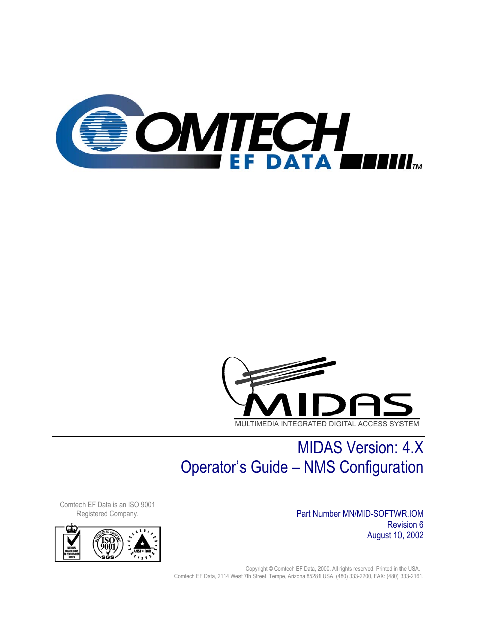 Comtech EF Data MIDAS Version 4.X NMS Configuration User Manual | Page 3 / 150