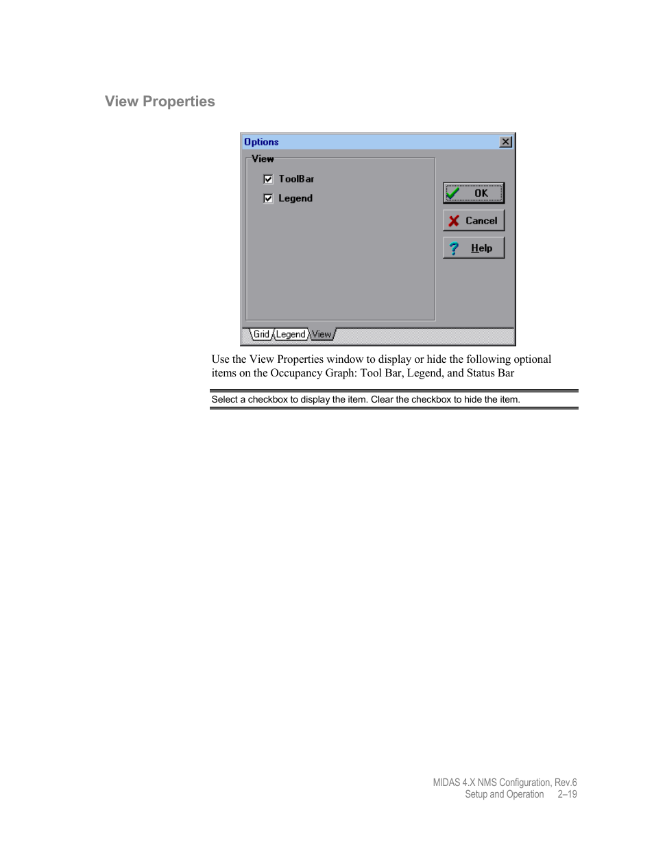 View properties | Comtech EF Data MIDAS Version 4.X NMS Configuration User Manual | Page 47 / 150