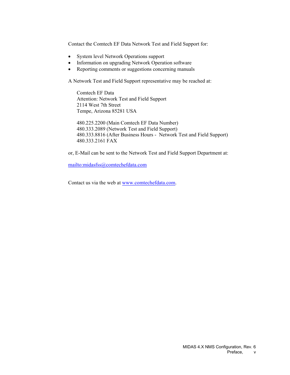 Comtech EF Data MIDAS Version 4.X NMS Configuration User Manual | Page 7 / 150