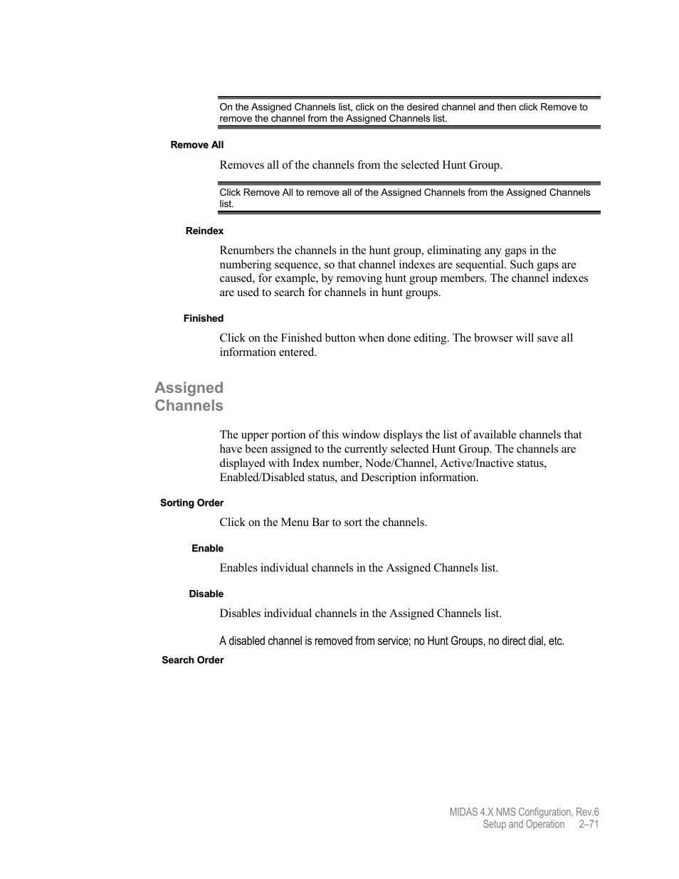 Assigned channels | Comtech EF Data MIDAS Version 4.X NMS Configuration User Manual | Page 99 / 150