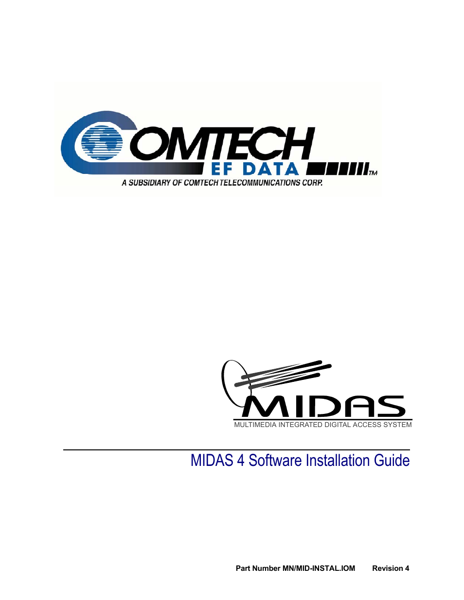 Comtech EF Data MIDAS 4 Software Installation User Manual | 50 pages