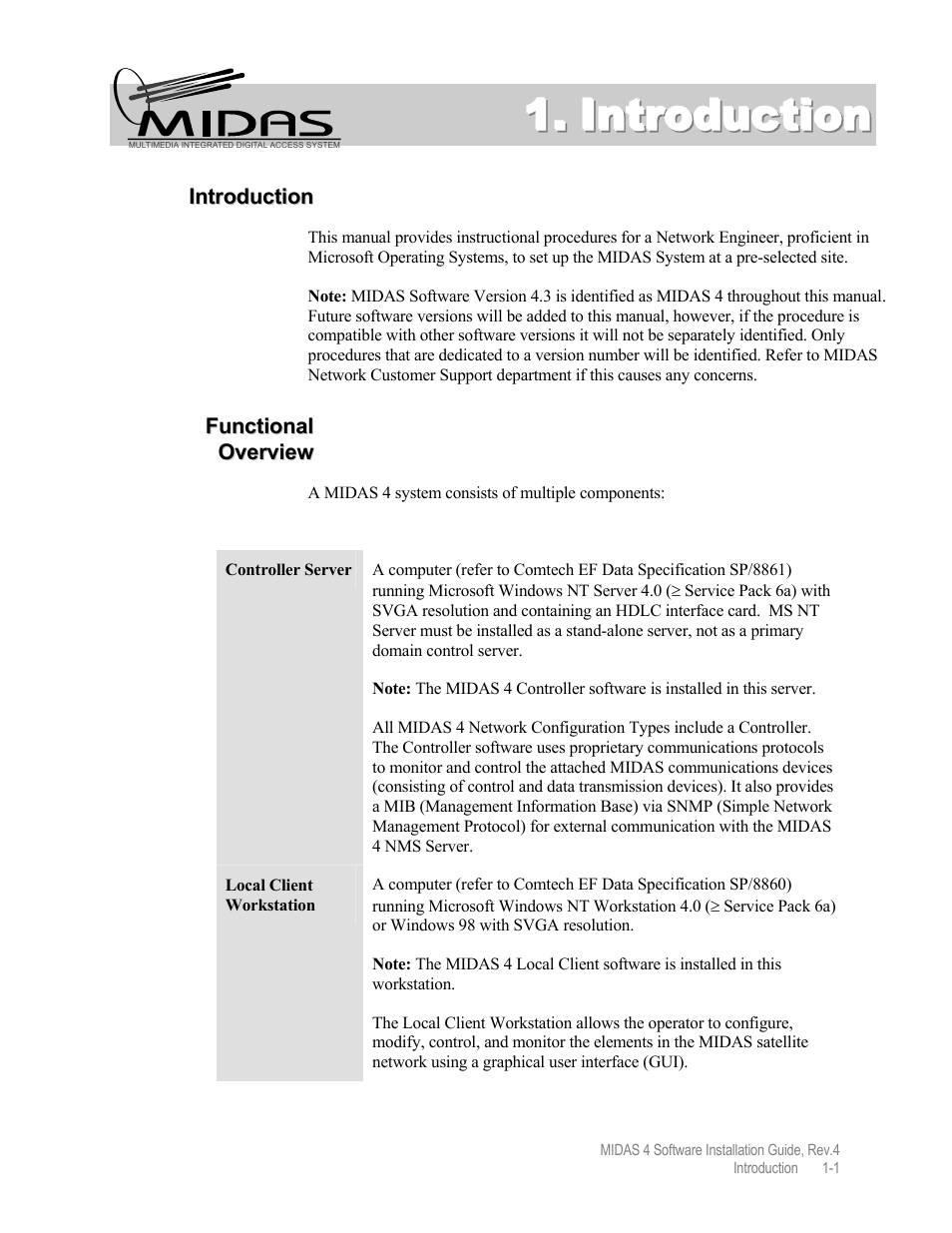 Introduction | Comtech EF Data MIDAS 4 Software Installation User Manual | Page 13 / 50