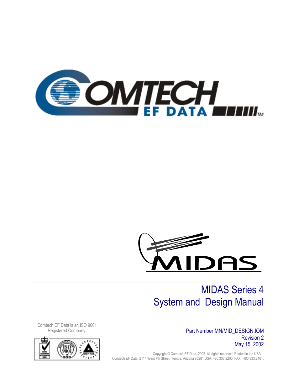 Preface, Midas series 4 system and design manual | Comtech EF Data MIDAS 4 System and Design User Manual | Page 3 / 126