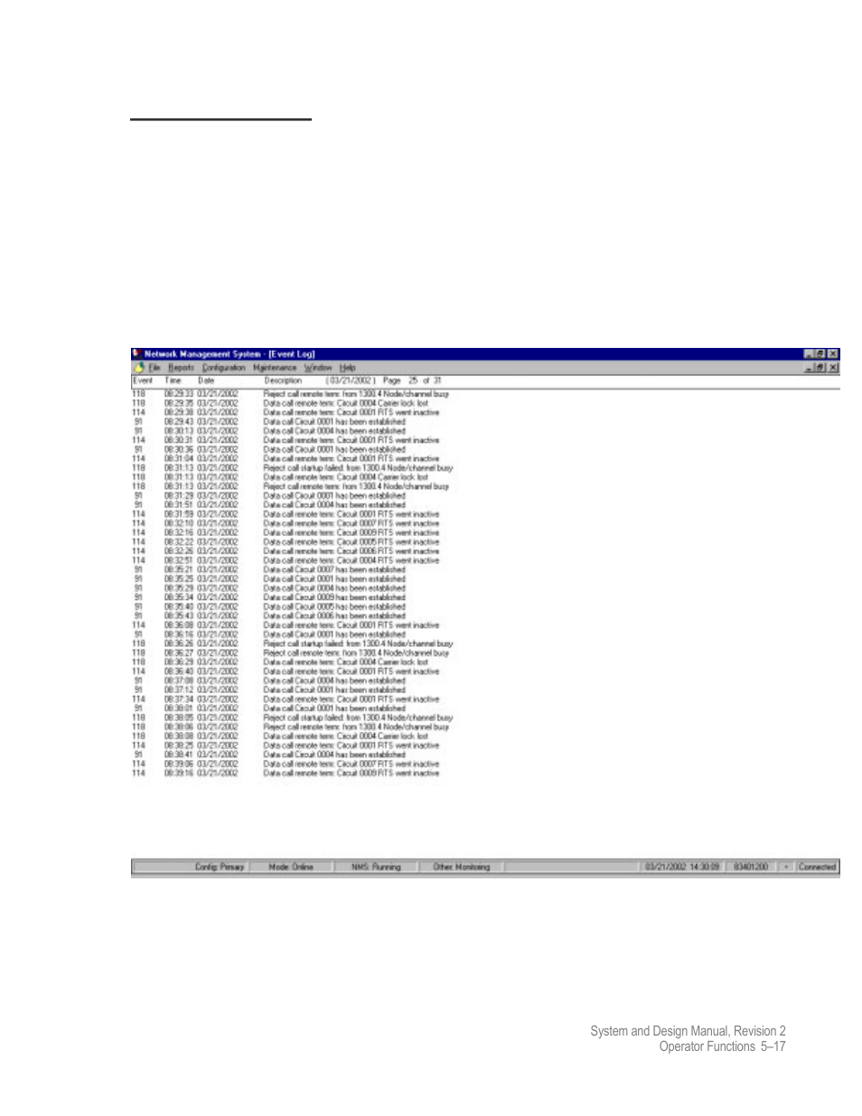 Event log | Comtech EF Data MIDAS 4 System and Design User Manual | Page 87 / 126