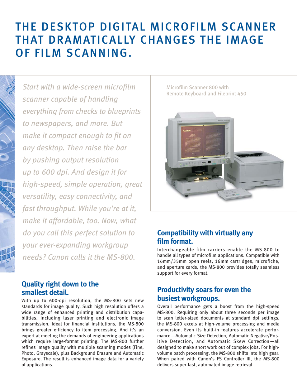 Canon DIGITAL MICROFILM SCANNER MS-800 User Manual | Page 2 / 4
