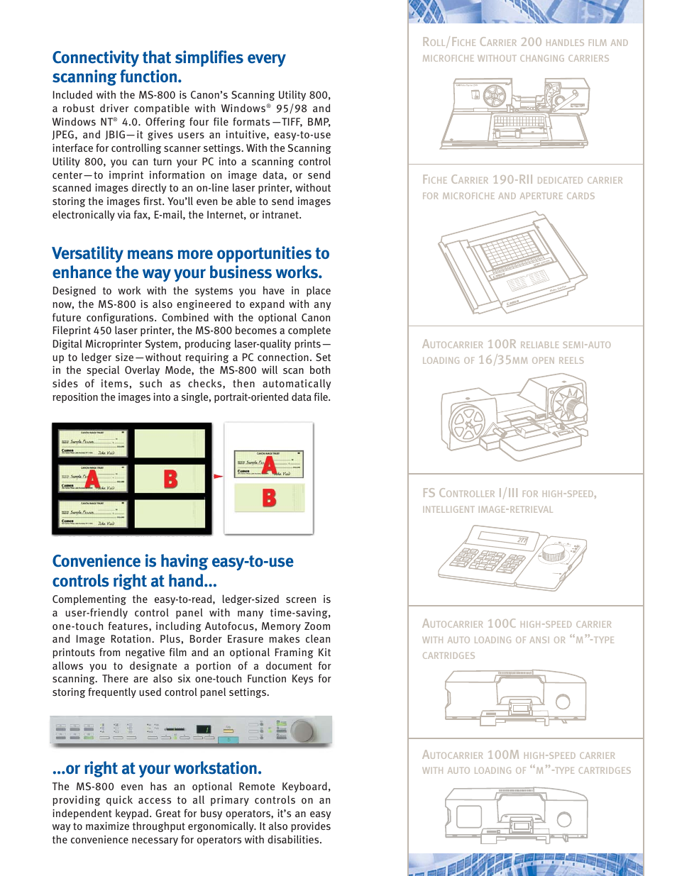 Or right at your workstation | Canon DIGITAL MICROFILM SCANNER MS-800 User Manual | Page 3 / 4