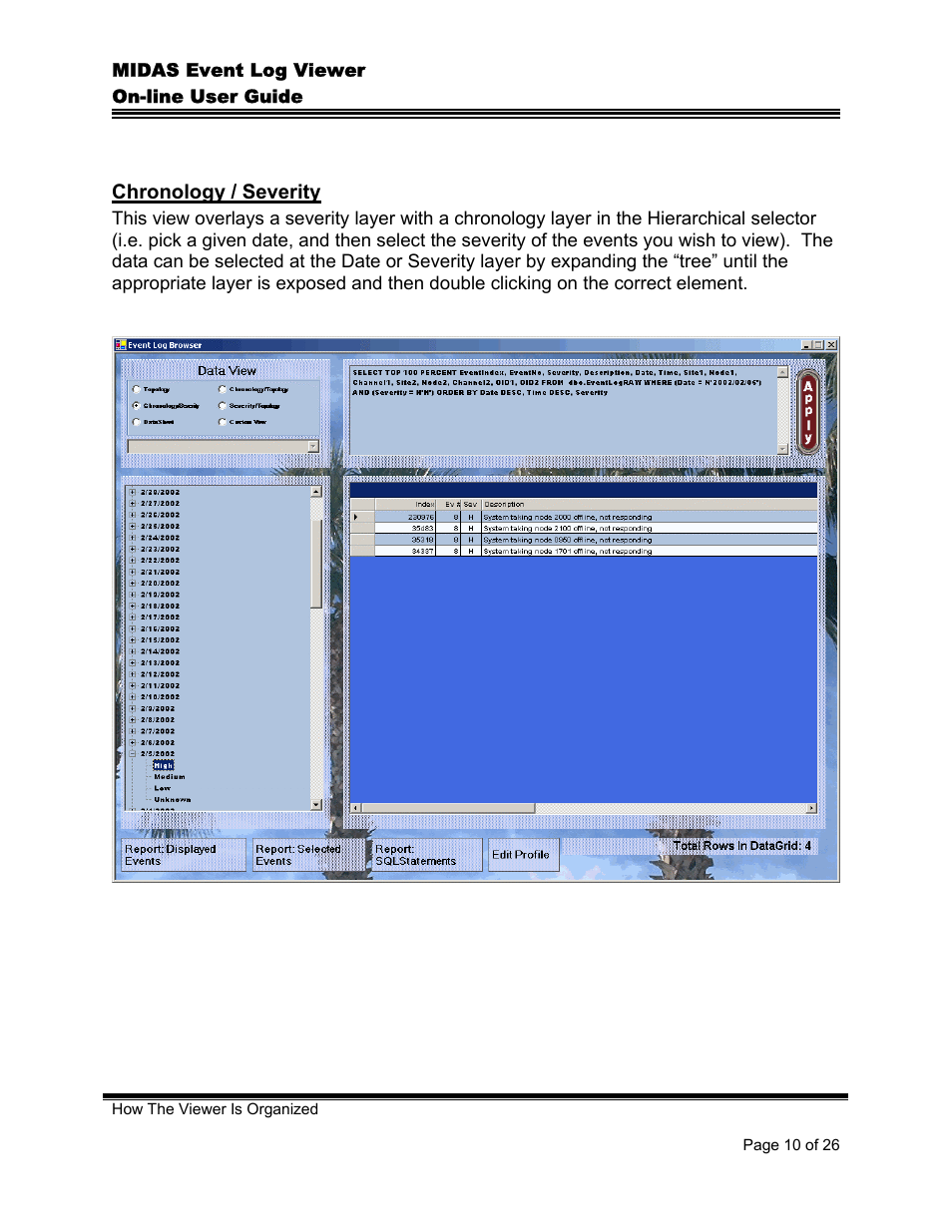 Chronology / severity | Comtech EF Data MIDAS Event Log Viewer User Manual | Page 12 / 30