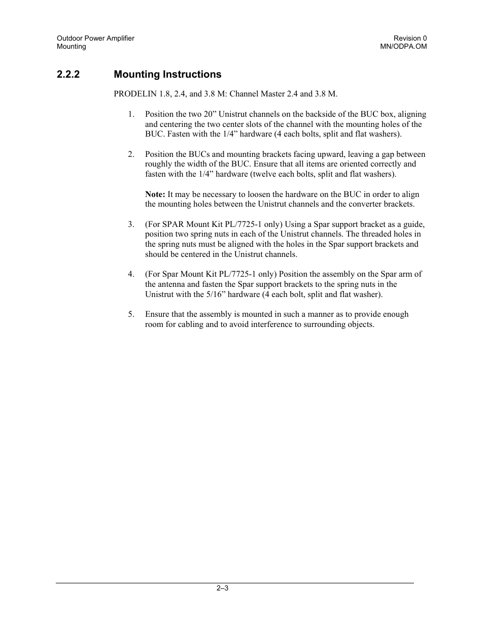 Mounting instructions, 2 mounting instructions | Comtech EF Data Ku-Band Power Amplifier with Optional L-Band User Manual | Page 21 / 34