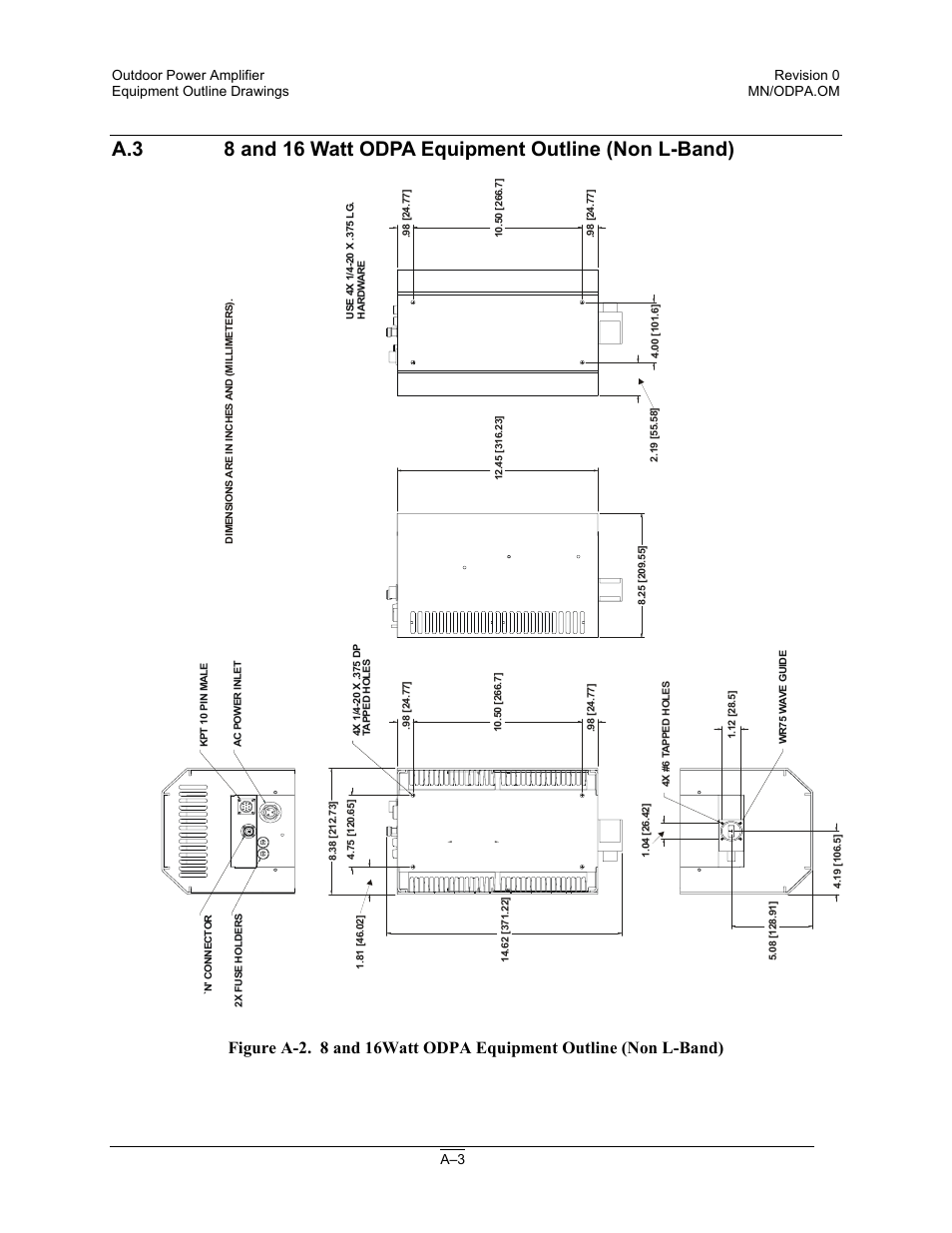 8 and 16 watt odpa equipment outline (non l-band) | Comtech EF Data Ku-Band Power Amplifier with Optional L-Band User Manual | Page 29 / 34