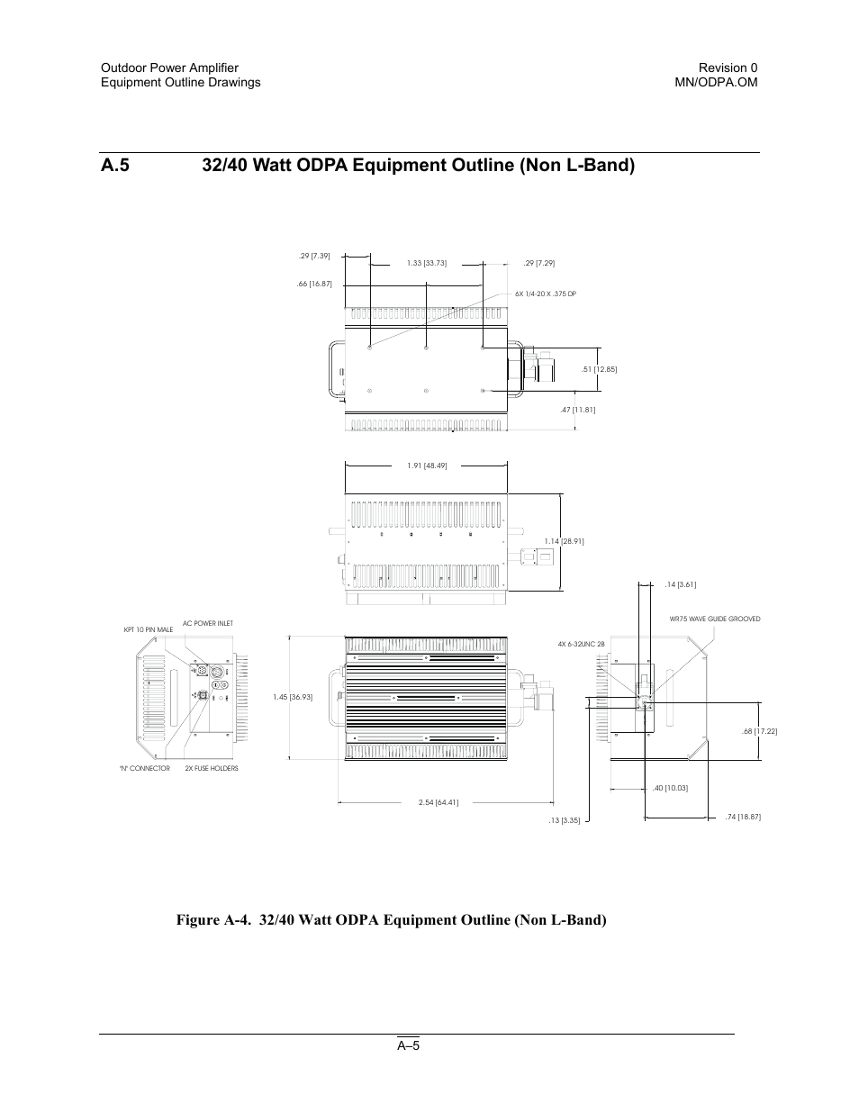 32/40 watt odpa equipment outline (non l-band) | Comtech EF Data Ku-Band Power Amplifier with Optional L-Band User Manual | Page 31 / 34