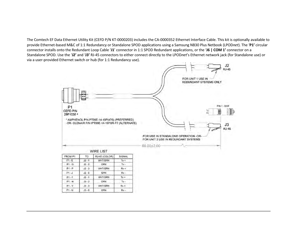 B.2.2 ethernet interface cable | Comtech EF Data SPOD PS 1, PS 1.5, and PS 2 C-, X-, or Ku-Band User Manual | Page 174 / 194