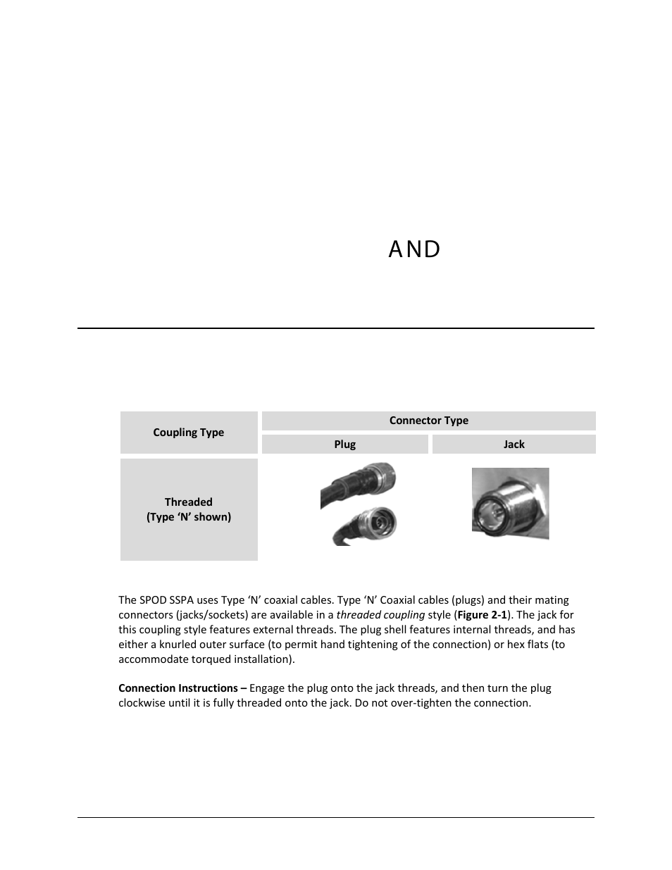 1 cabling connection types, 1 coaxial cable connections, Chapter 2. system connections, installation | Startup | Comtech EF Data SPOD PS 1, PS 1.5, and PS 2 C-, X-, or Ku-Band User Manual | Page 35 / 194