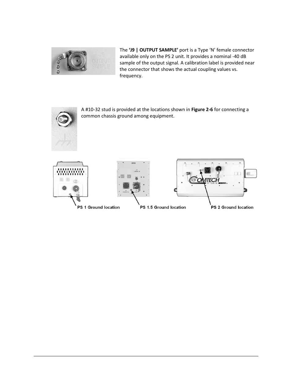 6 connector ‘j9 | output sample’ (ps 2 only), 7 ground connector | Comtech EF Data SPOD PS 1, PS 1.5, and PS 2 C-, X-, or Ku-Band User Manual | Page 43 / 194