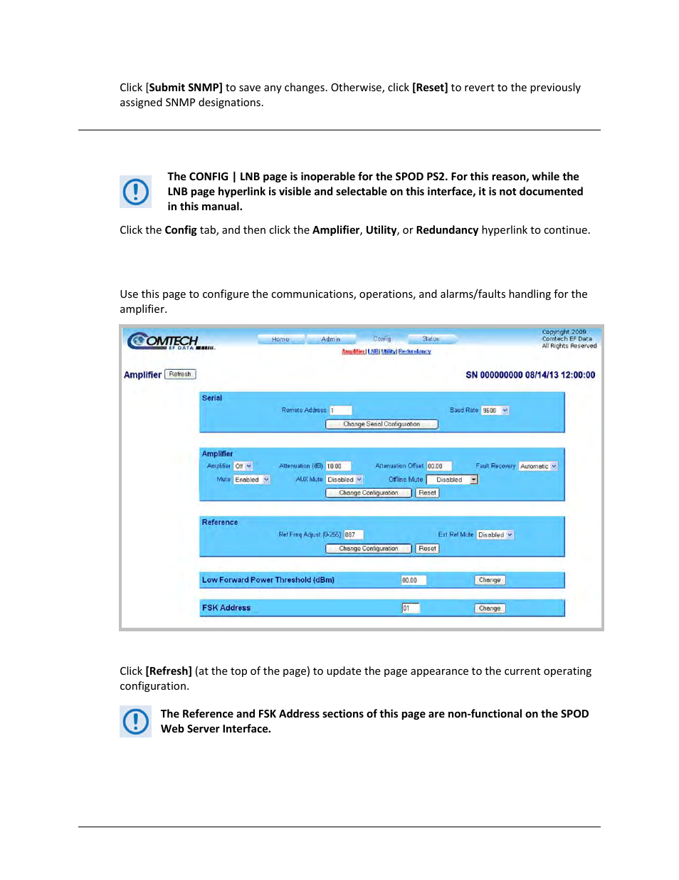 1 config | amplifier | Comtech EF Data SPOD PS 1, PS 1.5, and PS 2 C-, X-, or Ku-Band User Manual | Page 76 / 194