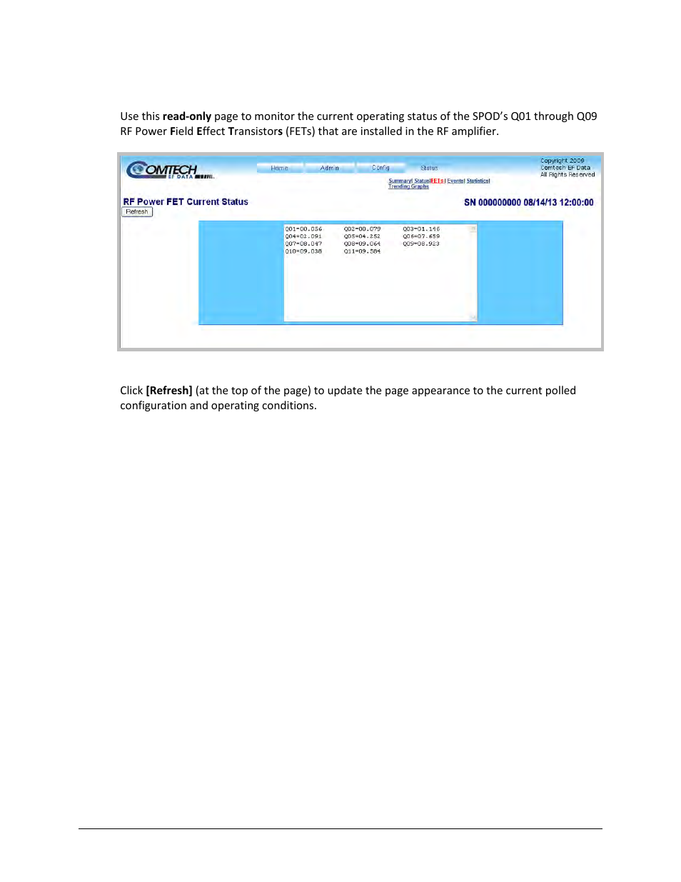 3 status | fets | Comtech EF Data SPOD PS 1, PS 1.5, and PS 2 C-, X-, or Ku-Band User Manual | Page 83 / 194