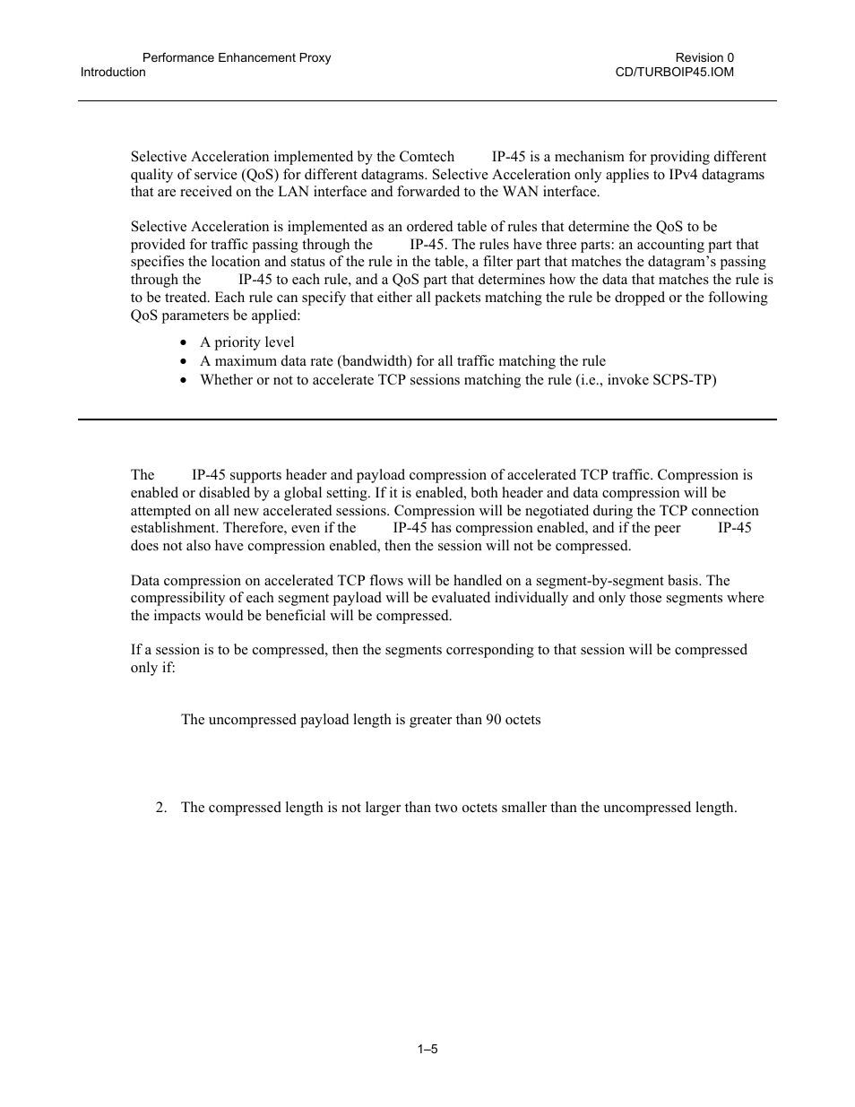 4 selective acceleration, 5 data and header compression | Comtech EF Data turboIP-45 User Manual | Page 17 / 108