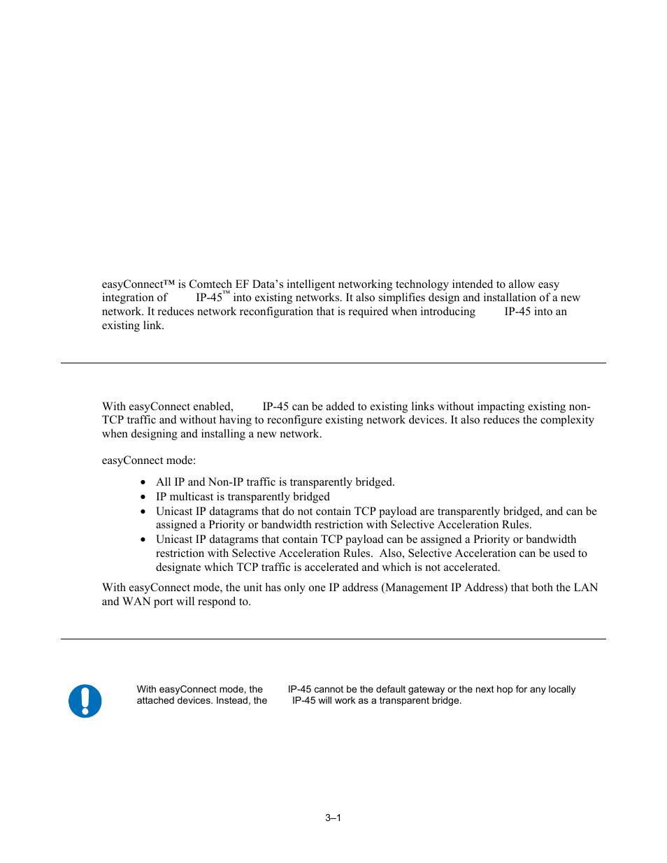 Chapter 3. easyconnect, 1 easyconnect™ on, 2 important easyconnect™ notes | Comtech EF Data turboIP-45 User Manual | Page 23 / 108