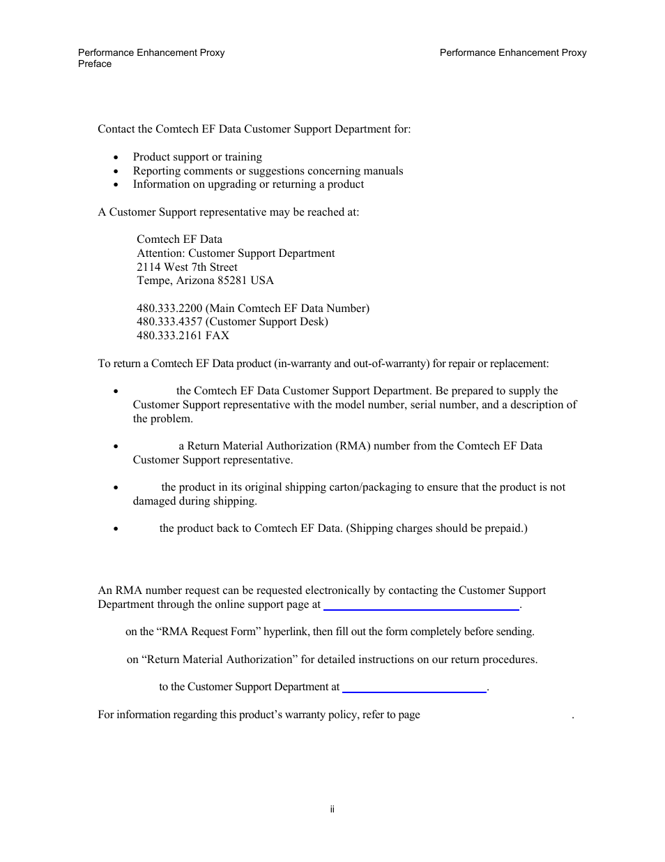 Customer support | Comtech EF Data turboIP-45 User Manual | Page 4 / 108