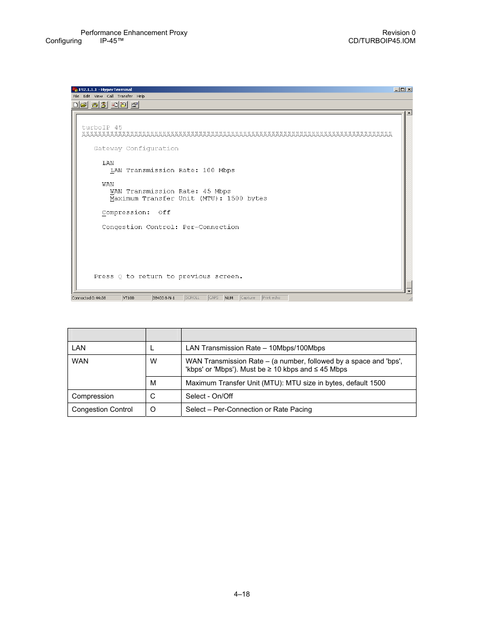 5 cli - gateway configuration menu | Comtech EF Data turboIP-45 User Manual | Page 42 / 108