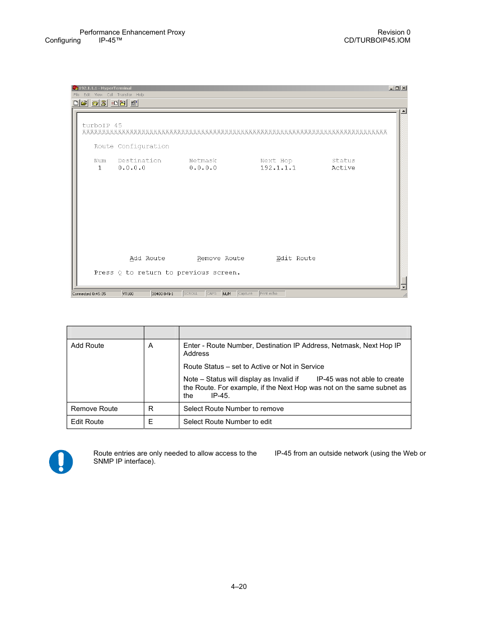 6 cli - route configuration menu | Comtech EF Data turboIP-45 User Manual | Page 44 / 108