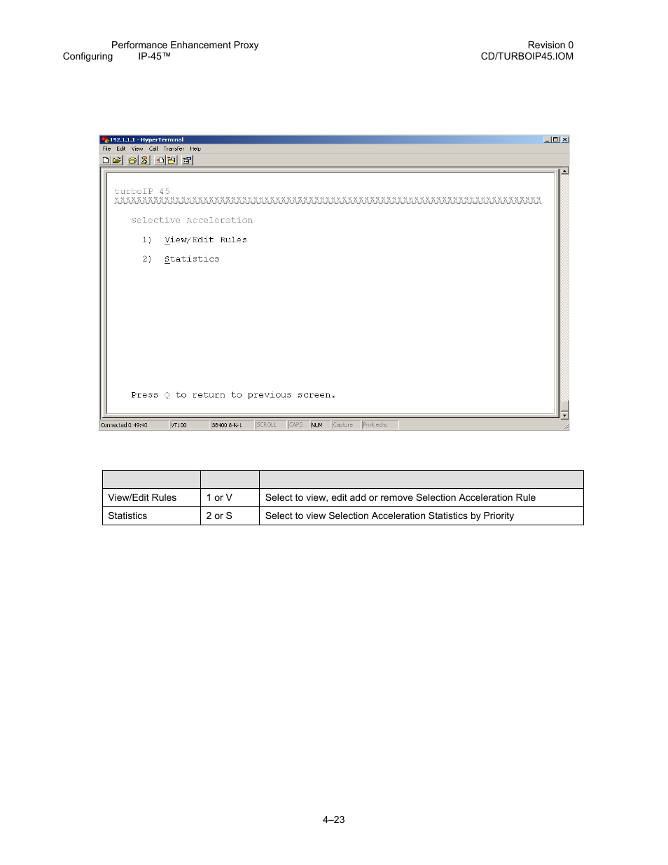 11 cli - selective acceleration menu | Comtech EF Data turboIP-45 User Manual | Page 47 / 108