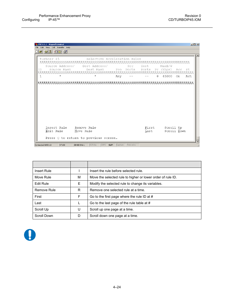 1 selective acceleration view/edit rules menu | Comtech EF Data turboIP-45 User Manual | Page 48 / 108
